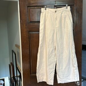 Madewell cream cotton wide leg trousers